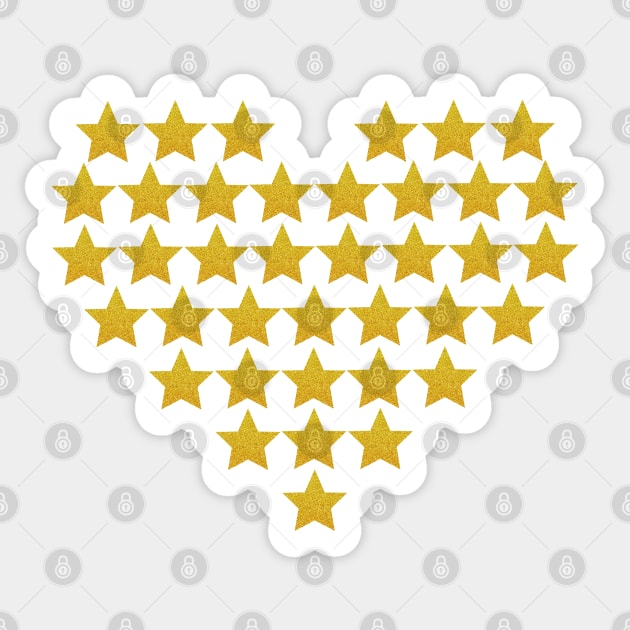 Gold stars in heart shape Sticker by Nano-none